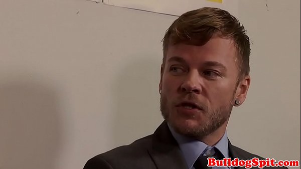 Ripped british boss doggystyles his employee