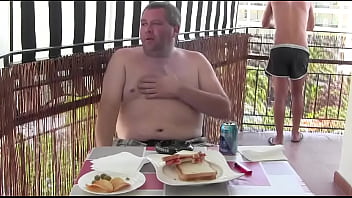 Father and son fuck inside the living room for an exciting encounter