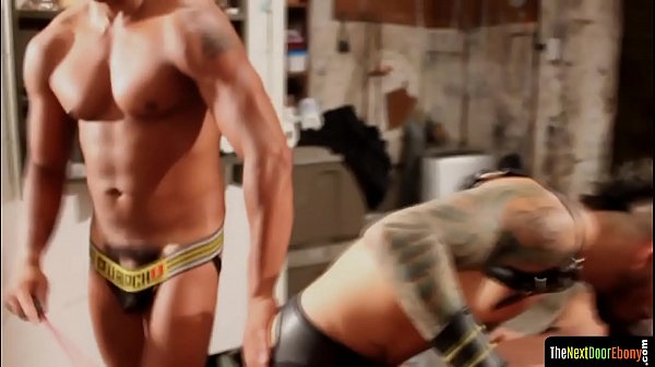 Cumsprayed black stud strokes his hard cock