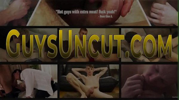Buff stud tugs his uncut dick and blows load